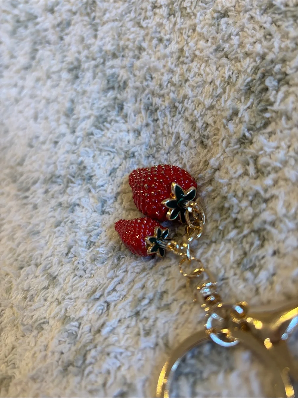 Gold-Toned Red Strawberry Keychain or Bag Charm NWT 5”